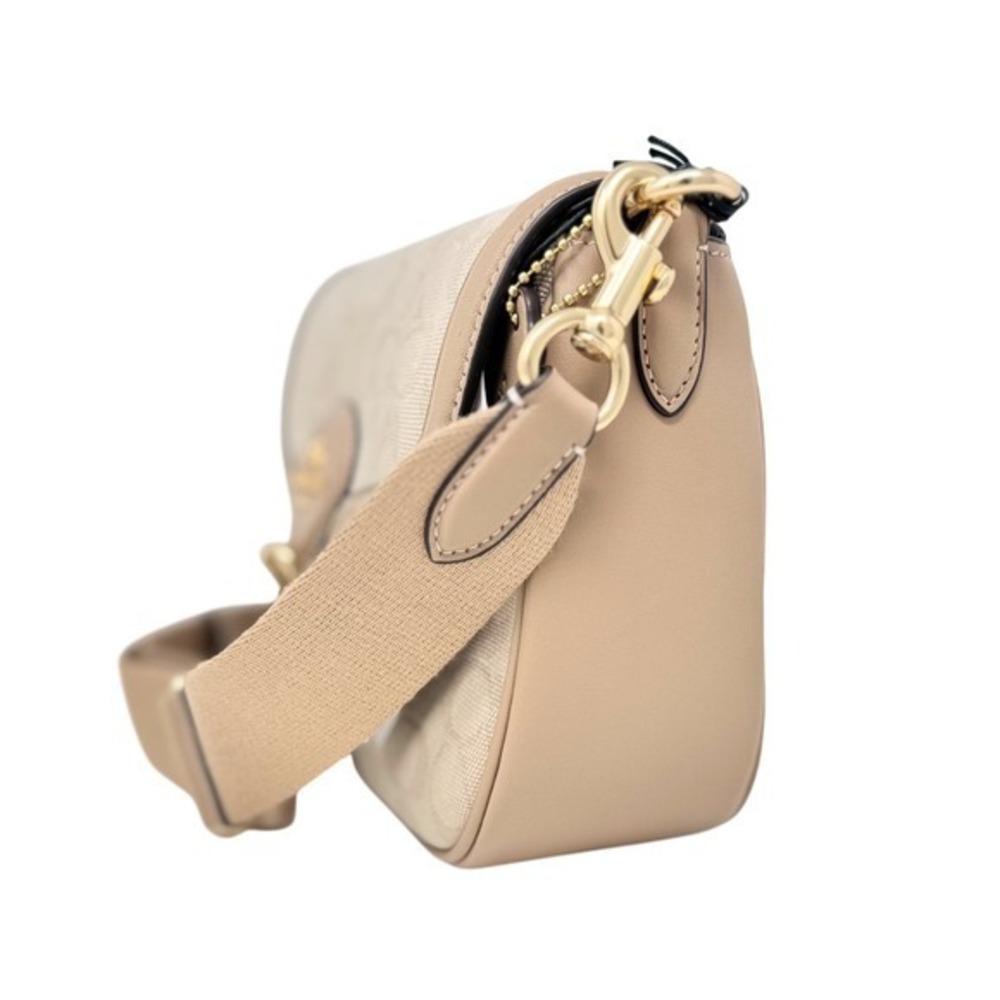 Coach Amelia Saddle Bag Signature Canvas Crossbody Dark Natural Multi Gold NWT - Picture 3 of 12